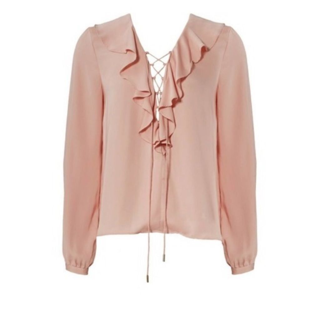 L'Academie | Ruffle Boho Top XS Lace Up‎ - Picture 2 of 6
